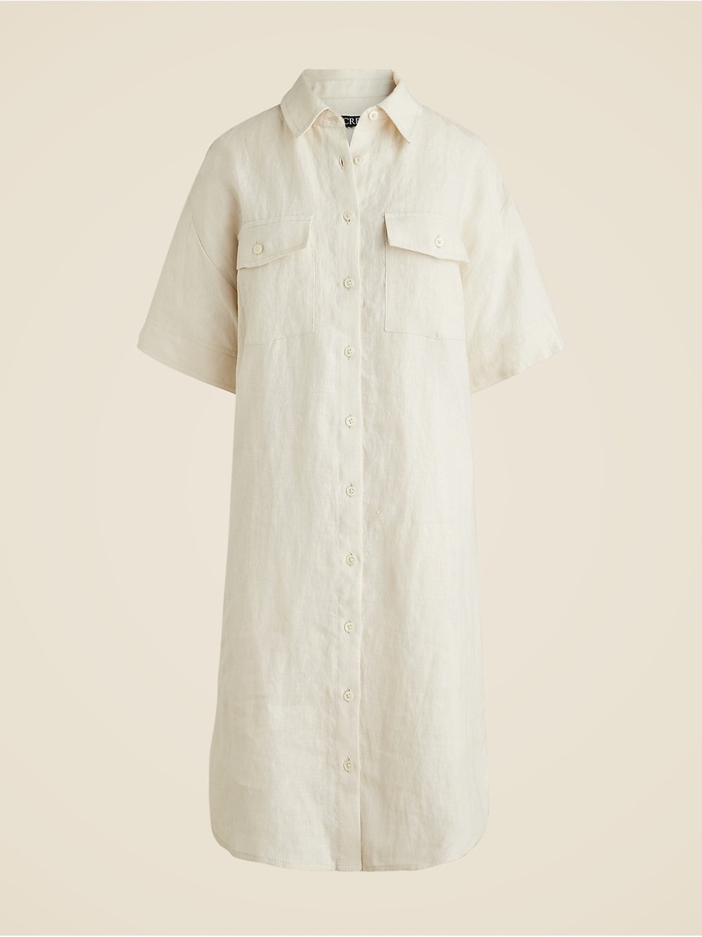 J. Crew Natural Linen Midi Shirt Dress